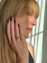 Load image into Gallery viewer, Sapphire Diamond Engagement Ring With Matching Diamond Band
