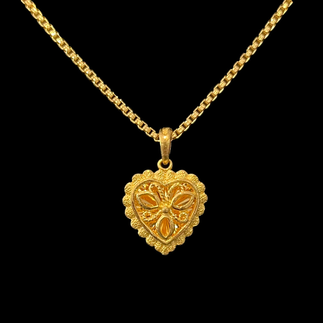 24K Gold Heart Necklace