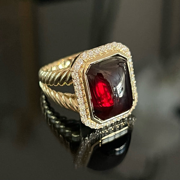Almandine Garnet Diamond Ring