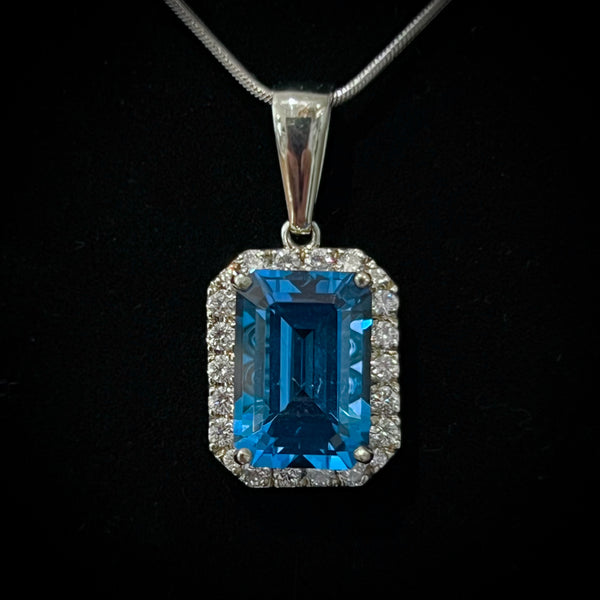 Blue Topaz Diamond Pendant