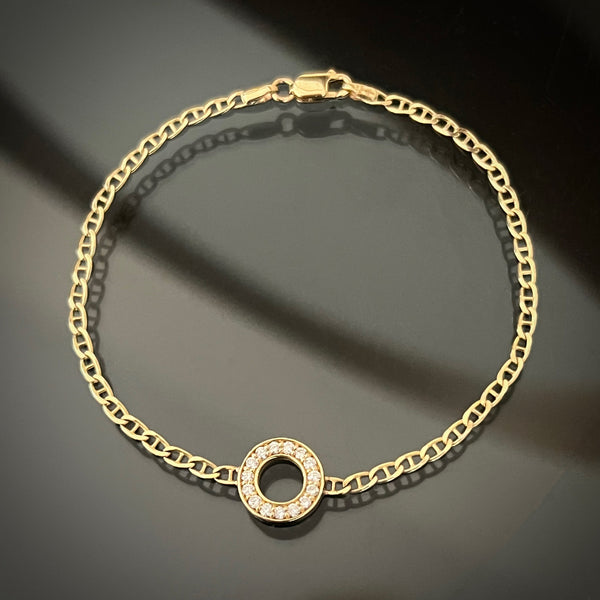 Anchor Chain Bracelet with Medium Diamond Halo