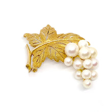 Load image into Gallery viewer, Gold and Pearl Grapevine Brooch
