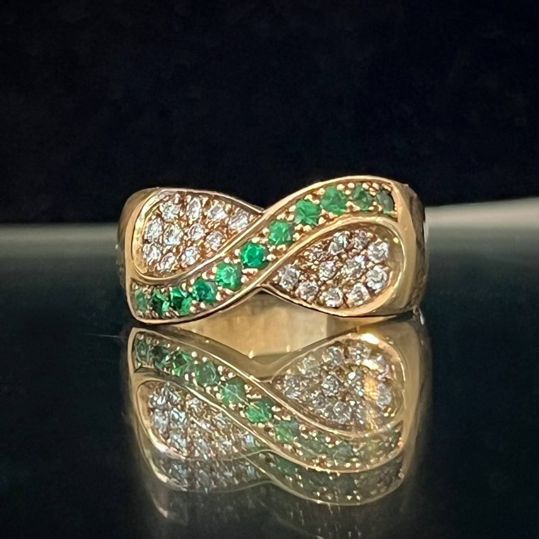 Green Garnet Diamond Infiniti Ring