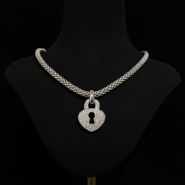 Diamond Heart Lock Pendant