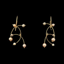 Load image into Gallery viewer, Gold Pearl Spray Earrings
