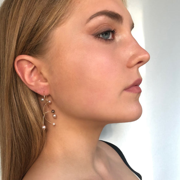 Gold Pearl Spray Earrings