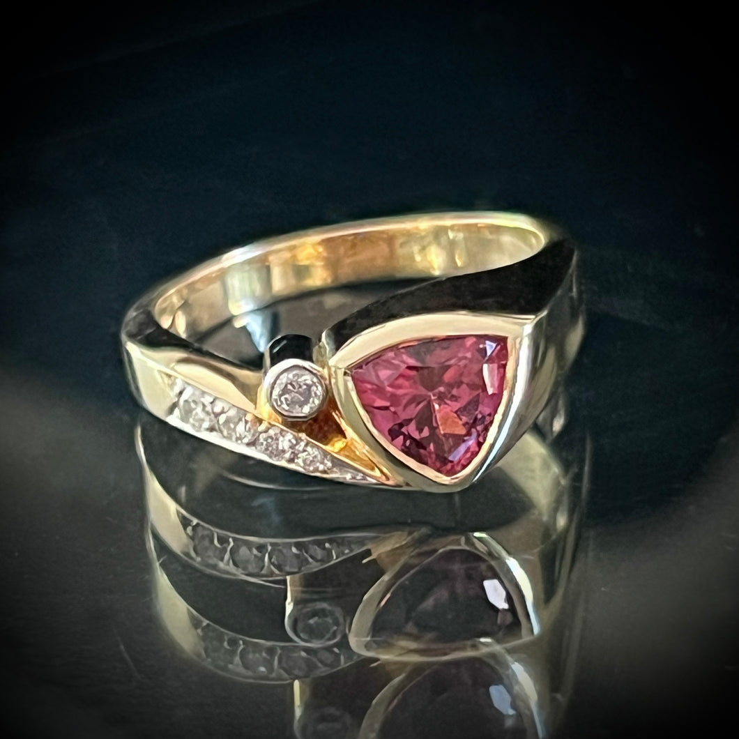 Pink Rhodolite Garnet Diamond Ring