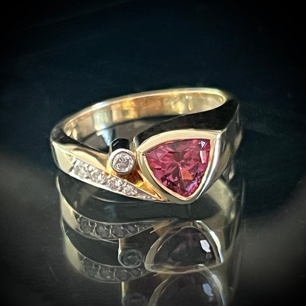 Pink Rhodolite Garnet Diamond Ring