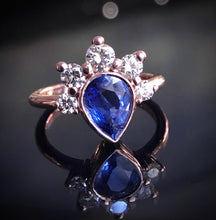 Load image into Gallery viewer, Sapphire Diamond Engagement Ring With Matching Diamond Band
