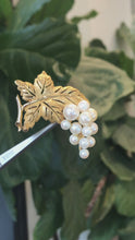 Load and play video in Gallery viewer, Gold and Pearl Grapevine Brooch
