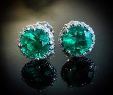 Load image into Gallery viewer, Swiss Topaz Diamond Stud Earrings
